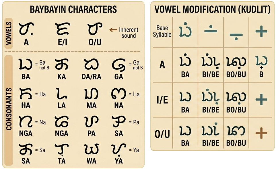 Baybayin character chart.